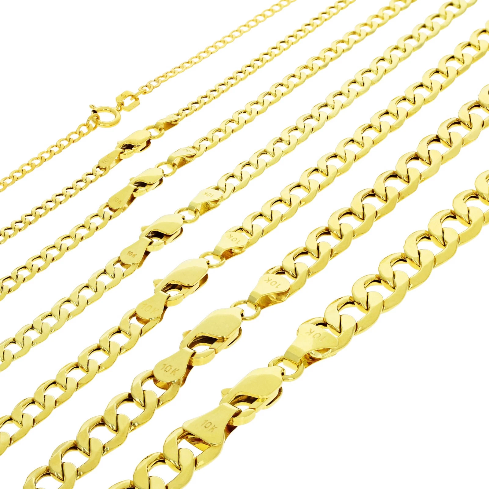 10K Yellow Gold 2mm 7 5mm Curb Cuban Chain Link Necklace or Bracelet 7" 30"