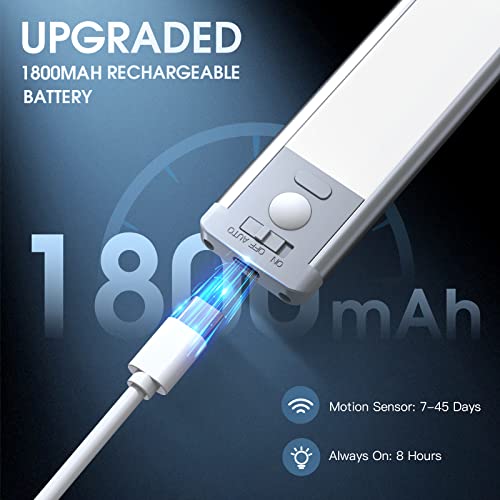 10inch Under Cabinet Lighting  2 Pack Rechargeable Motion Sensor Light Indoor  5 Levels Dimmable Magnetic Closet Lights  Wireless Under Counter Lights for Kitchen  Stairs