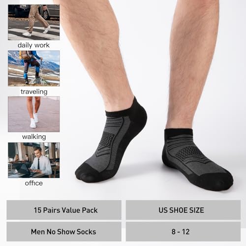 15 Pairs Lightweight Ankle Socks Men/Women   Breathable Bulk Thin Low Cut Socks Value Pack