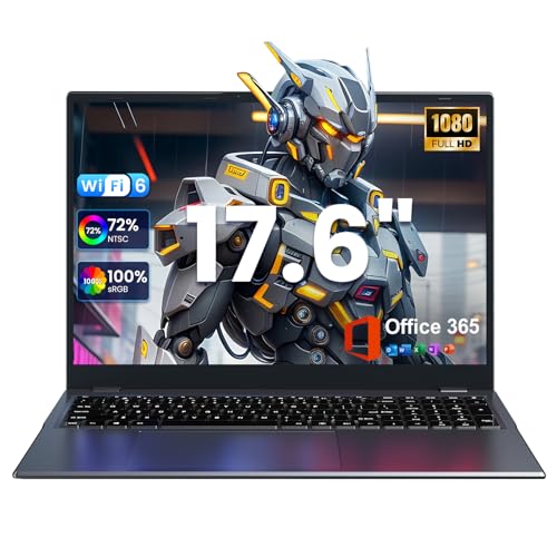 17 6 inch Student Laptop Computer  2025 16GB RAM 640GB Storage TF Expandable 512GB Laptop  Quad Cores Processor  1920X1200 FHD Display  1 Year Office 365  Backlit Keyboard  WiFi 6  Type C