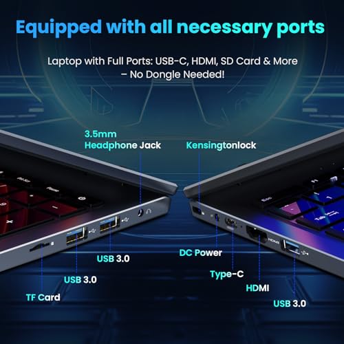 17 6 inch Student Laptop Computer  2025 16GB RAM 640GB Storage TF Expandable 512GB Laptop  Quad Cores Processor  1920X1200 FHD Display  1 Year Office 365  Backlit Keyboard  WiFi 6  Type C