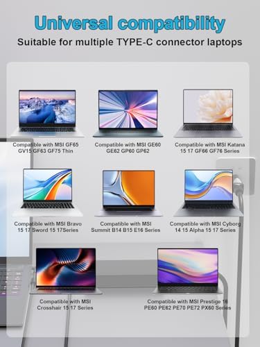 180W Laptop Charger Compatible with MSI GF63 GF65 GS65 GS66 GF62 GL62 GE62 GS70 GF72 GL72 GF75 GP60 WS65 GS40 GE70 GS63 GS43 GS60 GS73 GS75 Stealth Apache Phantom Adapter