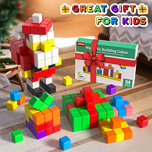 54 PCS Magnetic Blocks  Magnetic Building Blocks for Toddlers 3   Montessori Toys  Magnet Cubes  Preschool STEM Educational Sensory Magnet Toys for Kids Ages 3 5 Year Old Boys and Girls