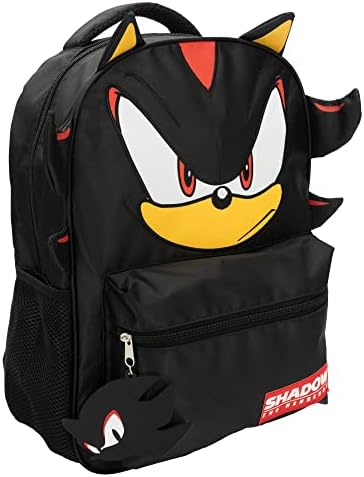 AI ACCESSORY INNOVATIONS Sonic The Hedgehog Backpack for Boys & Girls  Shadow 16 Inch Schoolbag with 3D Features  Durable School Bag for Kids