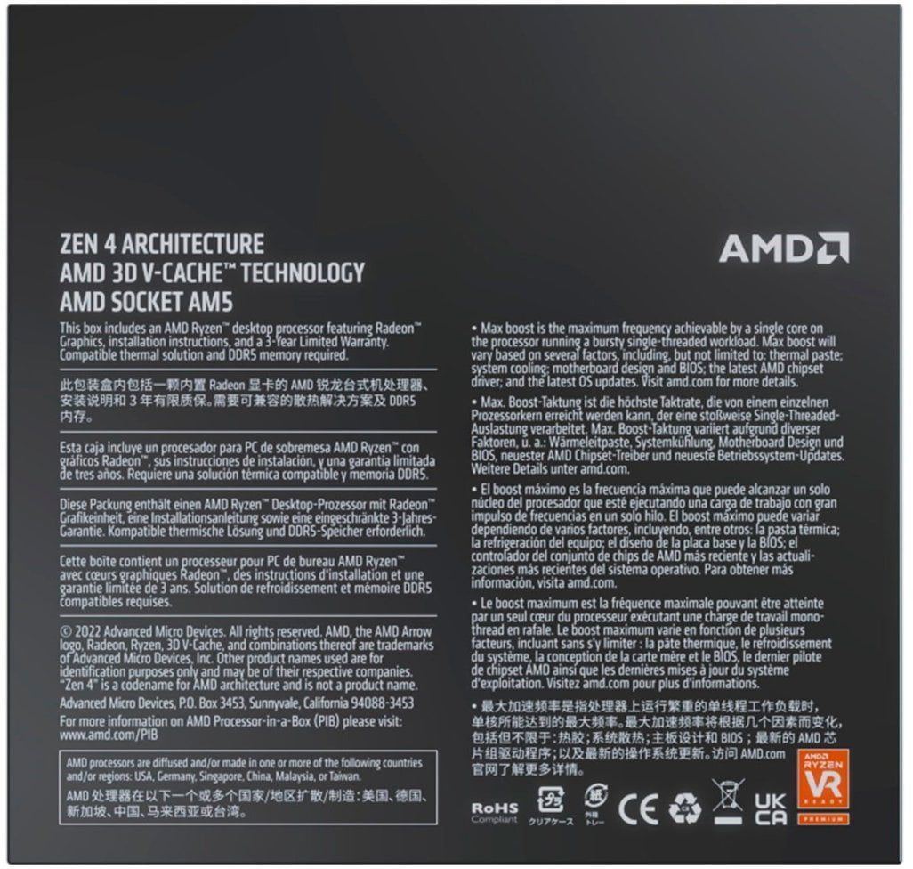 AMD Ryzen 7 7800X3D  8 Core Socket AM5 120W Processor with Radeon Graphics