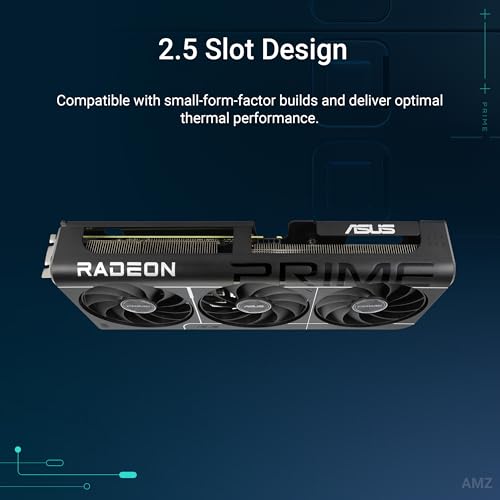 ASUS Prime Radeon  RX 9060 XT 16GB GDDR6 OC Edition Graphics Card  PCIe 5 0  HDMI/DP 2 1  2 5 Slot Design  axial tech Fans  Dual Ball Fan Bearings  Dual BIOS  GPU Guard 