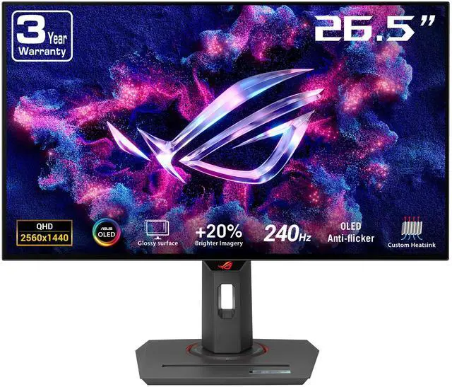 ASUS ROG Strix OLED XG27AQDMGZ gaming monitor 27" 1440p glossy WOLED panel  240 Hz  0 03 ms  custom heatsink  OLED Anti flicker  ASUS OLED Care 99  DCI P3  and DisplayWidget Center