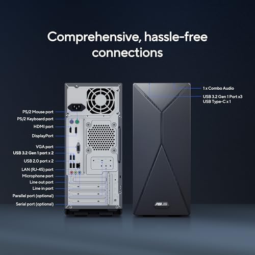 ASUS S501MER Desktop PC  Intel  Core  i7 14700  16GB DDR5 RAM  1TB PCIe  SSD  Wi Fi 6E  Windows 11 Home  Black  S501MER DS704