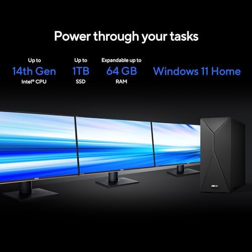 ASUS S501MER Desktop PC  Intel  Core  i7 14700  16GB DDR5 RAM  1TB PCIe  SSD  Wi Fi 6E  Windows 11 Home  Black  S501MER DS704