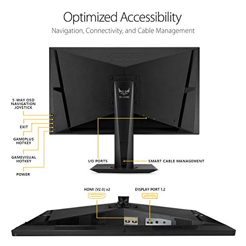 ASUS TUF Gaming 27 2K HDR Gaming Monitor  VG27AQ    QHD  2560 x 1440   165Hz  Supports 144Hz   1ms  Extreme Low Motion Blur  Speaker  G SYNC Compatible  VESA Mountable  DisplayPort  HDMI  Black