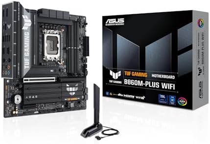 ASUS TUF Gaming B860M PLUS WiFi B860 LGA 1851 mATX Motherboard  Intel  Core  Ultra Series 2 Ready  AI PC  12 1 2 1 80A Stages  DDR5 PCIe 5 0  3X M 2  Wi Fi 7  2 5G LAN  HDMI   USB 20Gbps Type C 