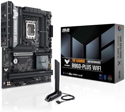 ASUS TUF Gaming B860M PLUS WiFi B860 LGA 1851 mATX Motherboard  Intel  Core  Ultra Series 2 Ready  AI PC  12 1 2 1 80A Stages  DDR5 PCIe 5 0  3X M 2  Wi Fi 7  2 5G LAN  HDMI   USB 20Gbps Type C 