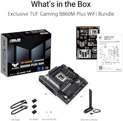 ASUS TUF Gaming B860M PLUS WiFi B860 LGA 1851 mATX Motherboard  Intel  Core  Ultra Series 2 Ready  AI PC  12 1 2 1 80A Stages  DDR5 PCIe 5 0  3X M 2  Wi Fi 7  2 5G LAN  HDMI   USB 20Gbps Type C 
