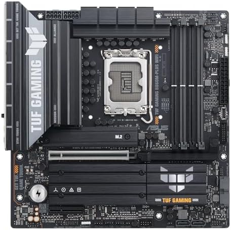 ASUS TUF Gaming B860M PLUS WiFi B860 LGA 1851 mATX Motherboard  Intel  Core  Ultra Series 2 Ready  AI PC  12 1 2 1 80A Stages  DDR5 PCIe 5 0  3X M 2  Wi Fi 7  2 5G LAN  HDMI   USB 20Gbps Type C 