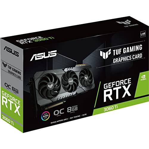 ASUS TUF Gaming NVIDIA GeForce RTX 3060 Ti V2 OC Edition Graphics Card  PCIe 4 0  8GB GDDR6  LHR  HDMI 2 1  DisplayPort 1 4a  Dual Ball Fan Bearings  Military Grade Certification  GPU Tweak II 