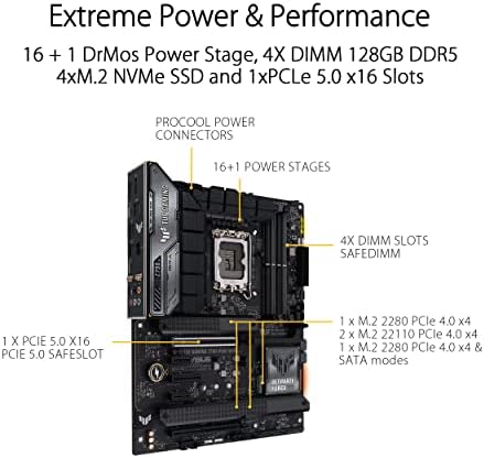 ASUS TUF Gaming Z790 Plus WiFi LGA 1700 Intel 14th 12th &13th Gen  ATX Gaming Motherboard PCIe 5 0 DDR5 4xM 2 Slots 16 1 DrMOS WiFi 6 2 5Gb LAN Front USB 3 2 Gen 2 Type C Thunderbolt 4 USB4  Aura RGB 