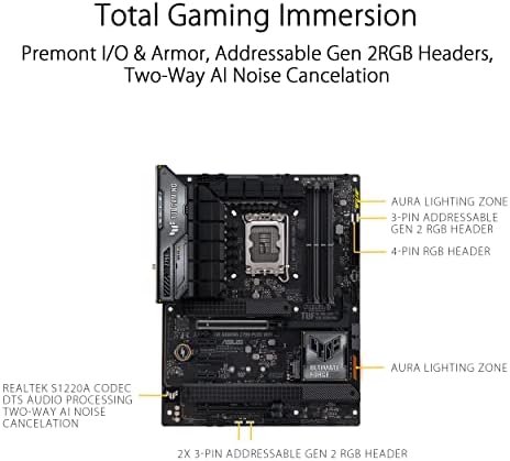 ASUS TUF Gaming Z790 Plus WiFi LGA 1700 Intel 14th 12th &13th Gen  ATX Gaming Motherboard PCIe 5 0 DDR5 4xM 2 Slots 16 1 DrMOS WiFi 6 2 5Gb LAN Front USB 3 2 Gen 2 Type C Thunderbolt 4 USB4  Aura RGB 