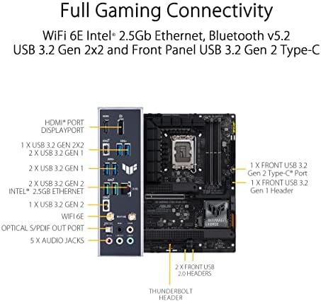 ASUS TUF Gaming Z790 Plus WiFi LGA 1700 Intel 14th 12th &13th Gen  ATX Gaming Motherboard PCIe 5 0 DDR5 4xM 2 Slots 16 1 DrMOS WiFi 6 2 5Gb LAN Front USB 3 2 Gen 2 Type C Thunderbolt 4 USB4  Aura RGB 