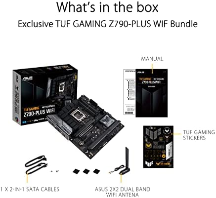 ASUS TUF Gaming Z790 Plus WiFi LGA 1700 Intel 14th 12th &13th Gen  ATX Gaming Motherboard PCIe 5 0 DDR5 4xM 2 Slots 16 1 DrMOS WiFi 6 2 5Gb LAN Front USB 3 2 Gen 2 Type C Thunderbolt 4 USB4  Aura RGB 