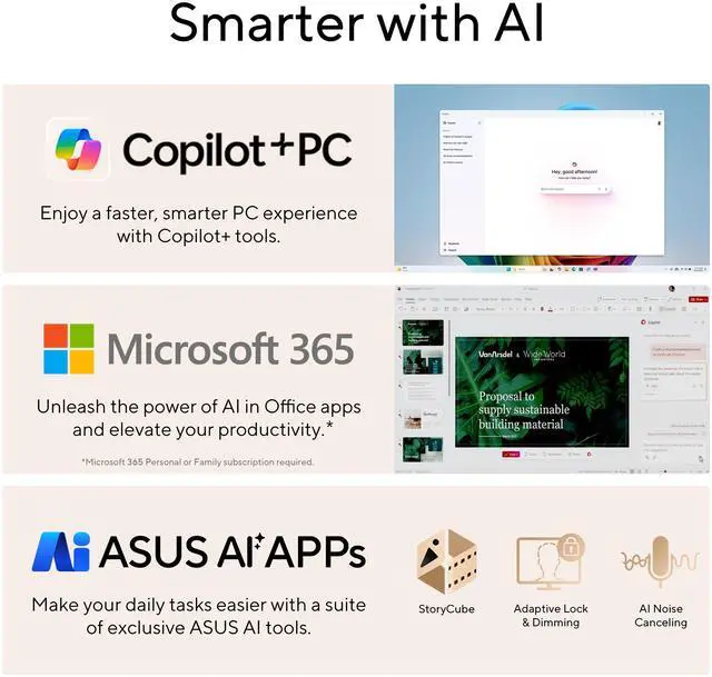 ASUS Vivobook S14 Laptop  Copilot  PC AMD Ryzen AI 9 HX 370 32GB RAM 1TB SSD  M5406WA BS99 