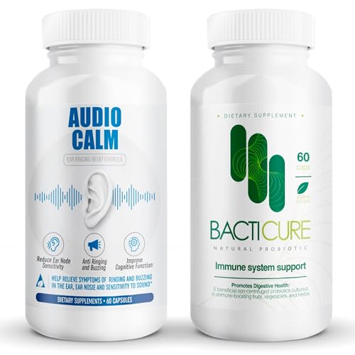Audio Calm Probiotics   Natural Tinnitus Relief & Immune Support   Reduce Ear Ringing & Boost Immunity with Probiotics from Fruits  Vegetables  & Herbs   60 Capsules Each 