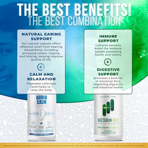 Audio Calm Probiotics   Natural Tinnitus Relief & Immune Support   Reduce Ear Ringing & Boost Immunity with Probiotics from Fruits  Vegetables  & Herbs   60 Capsules Each 