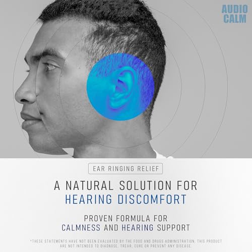 Audio Calm   Tinnitus Relief for Ringing Ears   Ear Health Vitamins   Natural Stop Tinnitus Relief Solution   Rapid Ear Ringing Relief  Buzzing  Clicking and Reduce Ear Noise   60 Capsules  1 