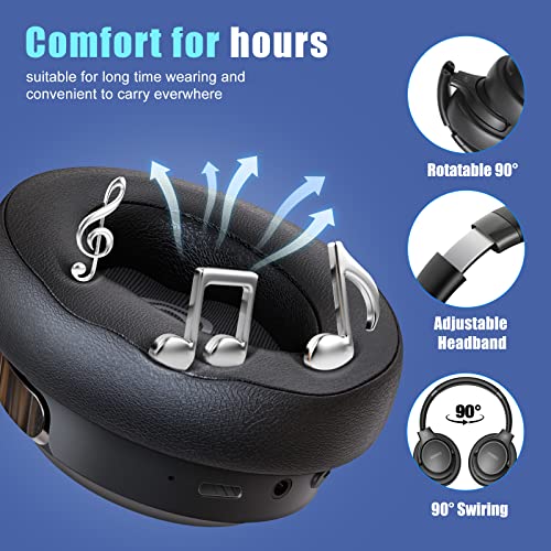 BERIBES Bluetooth Headphones Over Ear  65H Playtime and 6 EQ Music Modes Wireless Headphones with Microphone  HiFi Stereo Foldable Lightweight Headsets  Deep Bass for Home Office Cellphone PC Ect 
