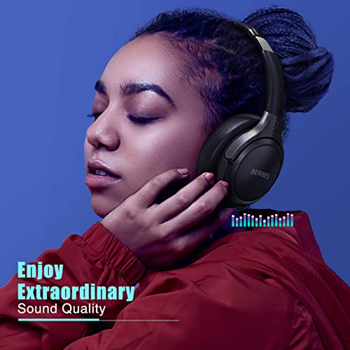 BERIBES Bluetooth Headphones Over Ear  65H Playtime and 6 EQ Music Modes Wireless Headphones with Microphone  HiFi Stereo Foldable Lightweight Headsets  Deep Bass for Home Office Cellphone PC Ect 