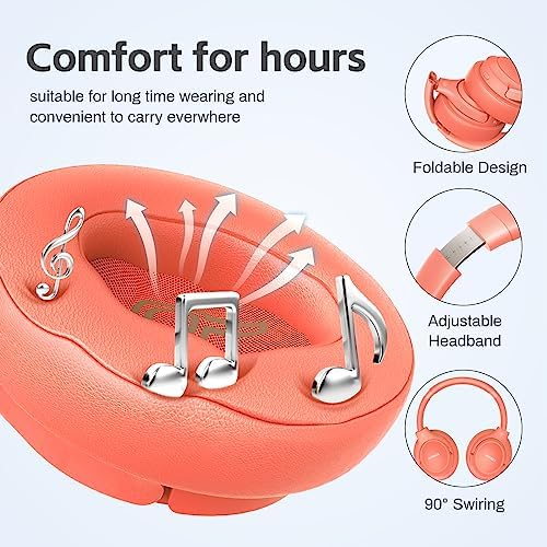 BERIBES Bluetooth Headphones Over Ear  65H Playtime and 6 EQ Music Modes Wireless Headphones with Microphone  HiFi Stereo Foldable Lightweight Headsets  Deep Bass for Home Office Cellphone PC Ect