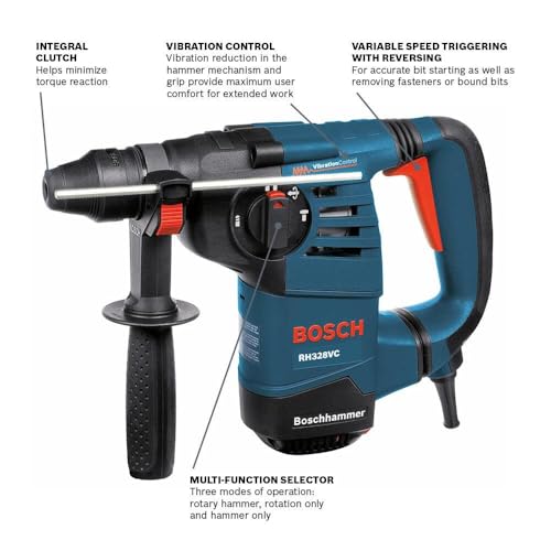 BOSCH RH328VC 1 1/8 Inch SDS plus Rotary Hammer with Variable Speed  Vibration Control