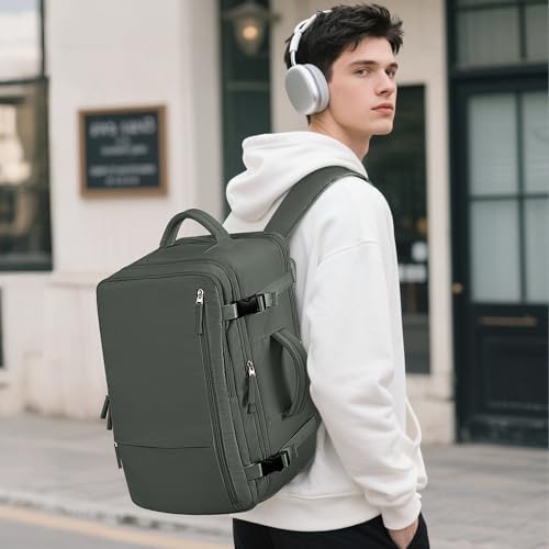 Beraliy Travel Backpack for Men Women  Carry On Backpack  16 Inch Laptop Backpack  Waterproof Hiking Backpack  Casual Outdoor Daypack College Bag  Olive green