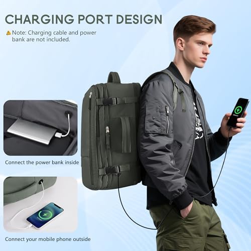 Beraliy Travel Backpack for Men Women  Carry On Backpack  16 Inch Laptop Backpack  Waterproof Hiking Backpack  Casual Outdoor Daypack College Bag  Olive green