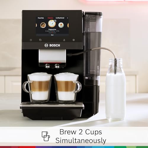 Bosch 800 Series Fully Automatic Espresso and Coffee Machine   35 Drinks  Cold Brew  Double Cup  Milk Hose  Ceramic Grinder  Smart Features  in Black TPU60309