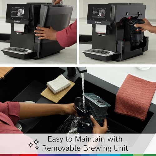 Bosch 800 Series Fully Automatic Espresso and Coffee Machine   35 Drinks  Cold Brew  Double Cup  Milk Hose  Ceramic Grinder  Smart Features  in Black TPU60309