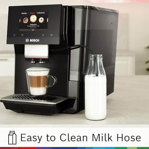 Bosch 800 Series Fully Automatic Espresso and Coffee Machine   35 Drinks  Cold Brew  Double Cup  Milk Hose  Ceramic Grinder  Smart Features  in Black TPU60309