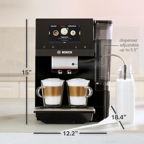 Bosch 800 Series Fully Automatic Espresso and Coffee Machine   35 Drinks  Cold Brew  Double Cup  Milk Hose  Ceramic Grinder  Smart Features  in Black TPU60309