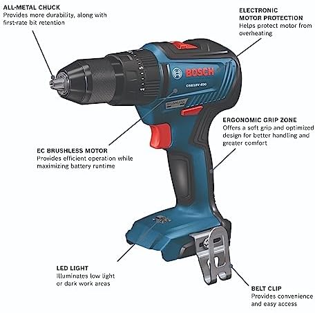 Bosch GXL18V 240B22 18V 2 Tool Combo Kit with 1/2 In  Hammer Drill/Driver  Two In One 1/4 In  and 1/2 In  Bit/Socket Impact Driver/Wrench and  2  2 Ah Standard Power Batteries