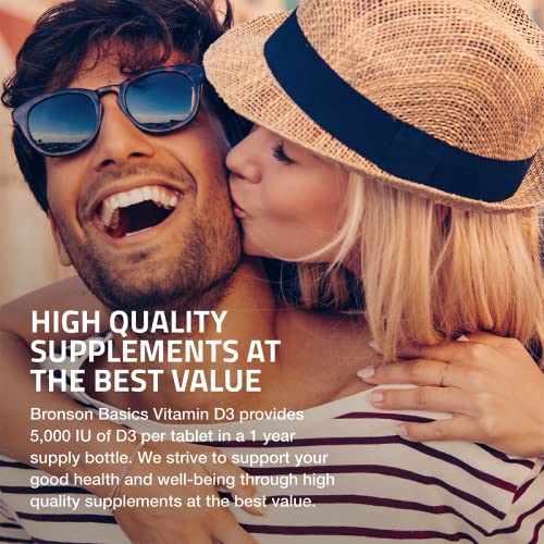 Bronson Vitamin D3 5000iu  125mcg  1 Year Supply for Healthy Muscle Function and Immune Support  Non GMO  360 Tablets