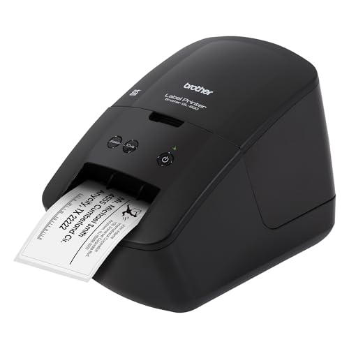 Brother QL 600 Desktop Monochrome Label Printer  up to 2 4 Label Width  No ink required  uses Brother Genuine DK drop in Rolls for Fast Labeling and easy integration with Microsoft applications