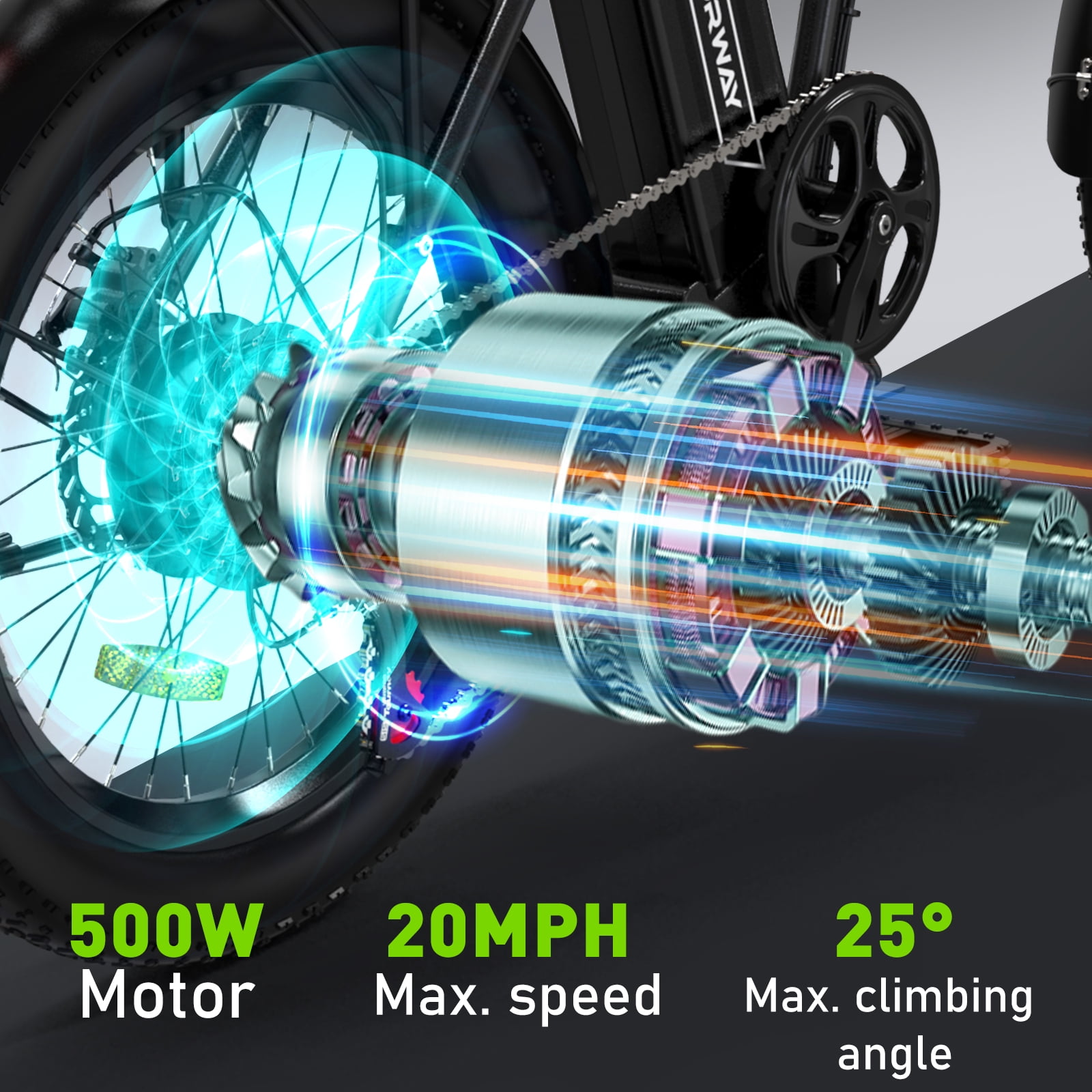 COLORWAY 20 X3 0 Fat Tire Electric bicycles  Foldable Mountain Snow Beach Electric bike ebike with 500W/36V/13Ah Battery  Shimano 7 Speed e bicycle