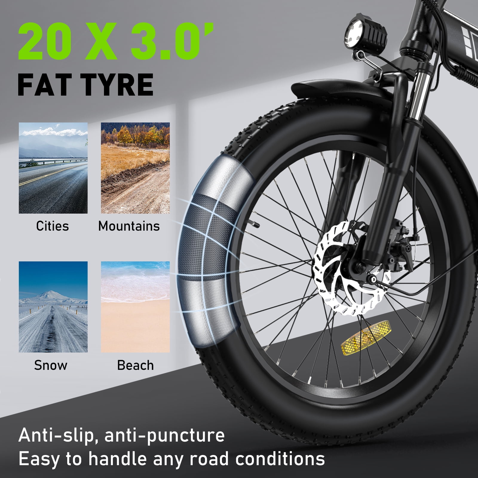 COLORWAY 20 X3 0 Fat Tire Electric bicycles  Foldable Mountain Snow Beach Electric bike ebike with 500W/36V/13Ah Battery  Shimano 7 Speed e bicycle