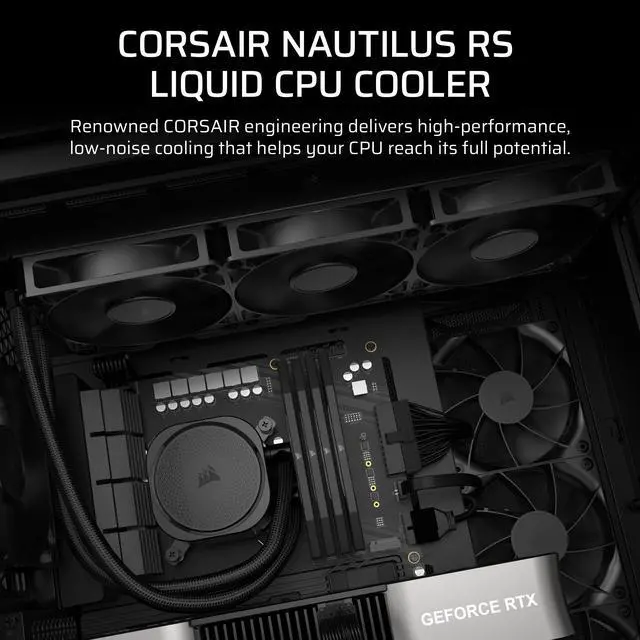 CORSAIR NAUTILUS 360 RS Liquid CPU Cooler   RS120 Fans   Fits Intel  LGA 1851/1700  AMD   AM5/AM4   Simple Daisy Chain   Direct Motherboard Connection