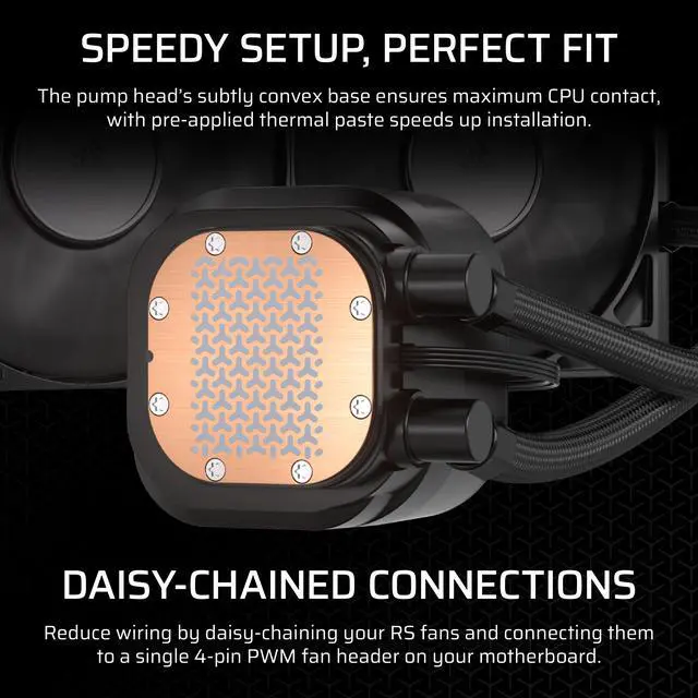 CORSAIR NAUTILUS 360 RS Liquid CPU Cooler   RS120 Fans   Fits Intel  LGA 1851/1700  AMD   AM5/AM4   Simple Daisy Chain   Direct Motherboard Connection
