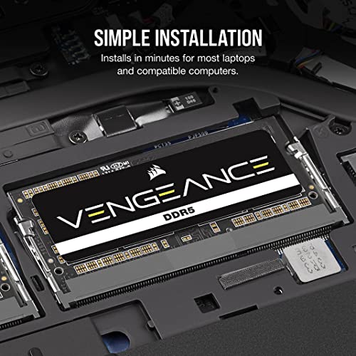 CORSAIR Vengeance SODIMM DDR5 RAM 16GB  1x16GB  5600MHz CL48 Intel XMP iCUE Compatible Computer Memory   Black  CMSX16GX5M1A5600C48 