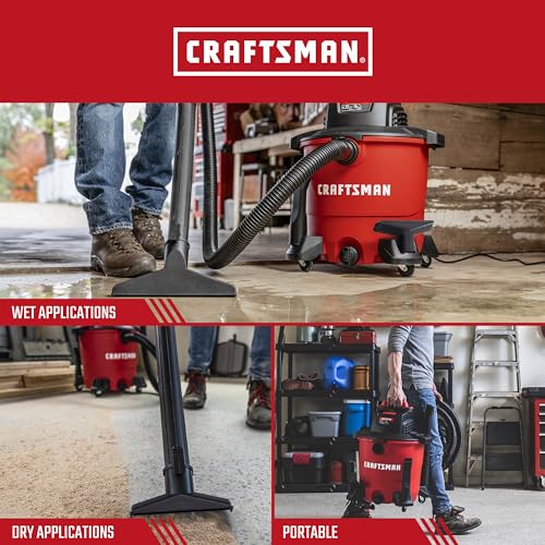 CRAFTSMAN CMXEVBE17590 9 Gallon 4 25 Peak HP Wet Dry Vac  Portable Shop Vacuum Wet and Dry with Filter  Dust Bag  Hose and Attachments for Home  Garage and Automotive Cleaning