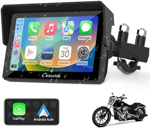 Carpuride W502 Motorcycle GPS Wireless Portable Carplay/Android Auto Waterproof Car Stereo  5 IPS Touch Screen with Dual Bluetooth  Navigation/Siri/G00gle Assistant for Motorbike