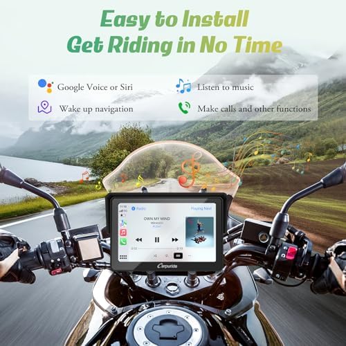Carpuride W502 Motorcycle GPS Wireless Portable Carplay/Android Auto Waterproof Car Stereo  5 IPS Touch Screen with Dual Bluetooth  Navigation/Siri/G00gle Assistant for Motorbike