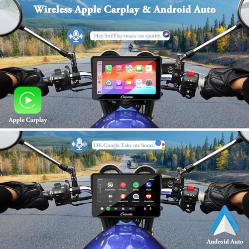 Carpuride W502 Motorcycle GPS Wireless Portable Carplay/Android Auto Waterproof Car Stereo  5 IPS Touch Screen with Dual Bluetooth  Navigation/Siri/G00gle Assistant for Motorbike