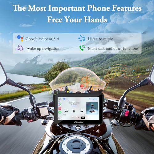 Carpuride W502 Motorcycle GPS Wireless Portable Carplay/Android Auto Waterproof Car Stereo  5 IPS Touch Screen with Dual Bluetooth  Navigation/Siri/G00gle Assistant for Motorbike